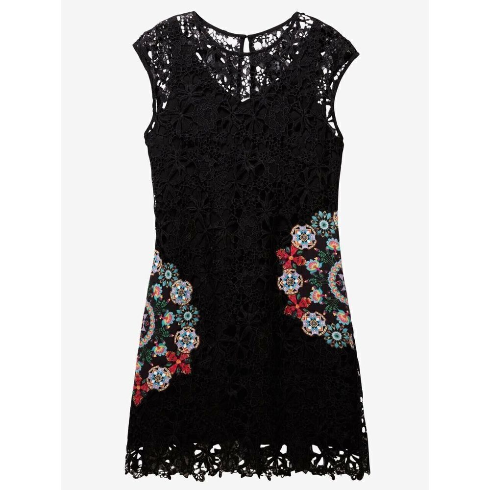 DESIGUAL Malpaso Black Lace Embroidered Dress Size 36 / US 2 $159 XS
